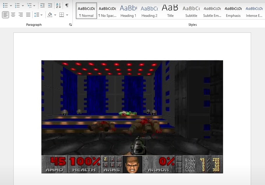 Doom agora roda diretamente em um documento do Word