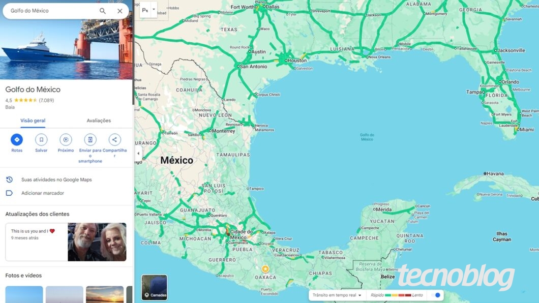 Google Maps renomeará Golfo do México para Golfo da América nos EUA