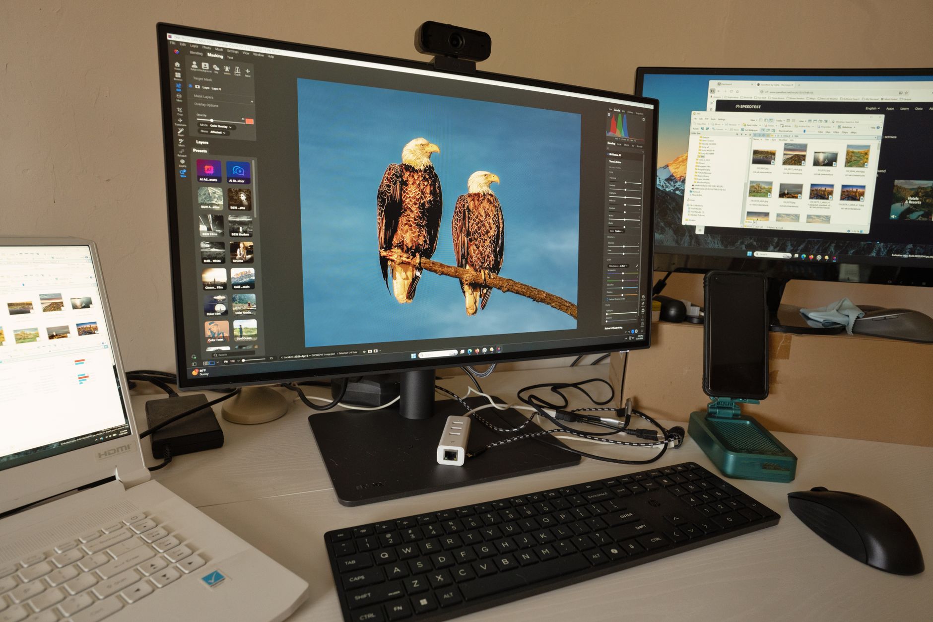 Interface de edição de camadas e retoque de fotos na Affinity by Canva